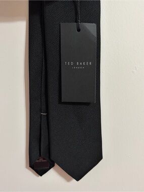 NWT Ted Baker Moorez Ottoman Silk Black Men's Tie